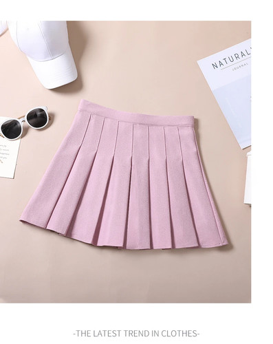 Mujer Faldas Moda Ropa Marrón Plisado Niñas Mini Falda con Pantalones Cortos - Imagen 20 de 31