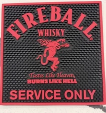 FireBall Whisky  Red devil Rubber Bar Runner Drip Mat 12 X 12 inches FREE SHIP!