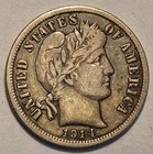 #2 Nicer Low Mintage very fine++ 1914 S Barber Liberty Dime