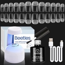 Beetles Gel Nail Kit Easy Extension Set 504Pcs Pre Large, Transparent