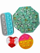 Multicolor Silicone Pop It Fidget Toys Set, Assorted Shapes for Ages 3-8