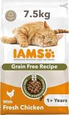 IAMS Grain Free Adult Complete Dry Cat Food Chicken 7.5kg -Strong Immune Support 3.73 per kilo