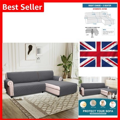 Sofaschild L-Form 2-teilig Couchbezug Wasserabweisend Grau für Schnitt S...