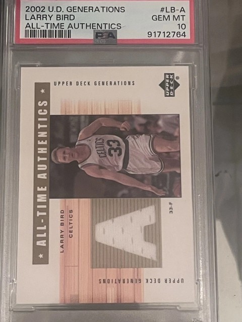 2002 Upper Deck Generations Larry Bird GAME WORN JERSEy PSA 10 CELTICS GOAT MVP