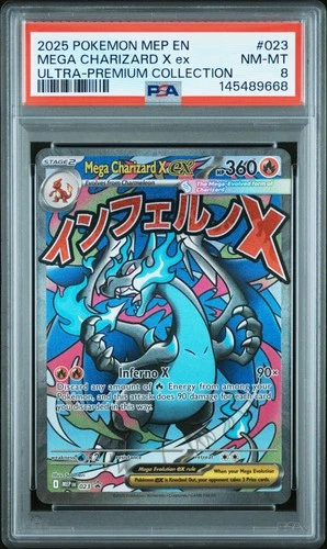 2025 POKEMON MEP EN-ME BLACK STAR PROMO #023 MEGA CHARIZARD X EX PSA 8