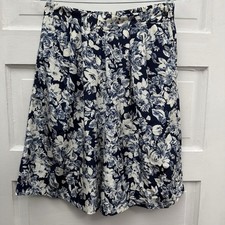 Pleated Culotte Shorts New Directions Womens 8 Blue Floral Made In USA