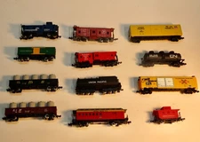 Lot of 12 N-Scale Model Train Cars, Various Brands Etc. Not Tested, Bellmore Est