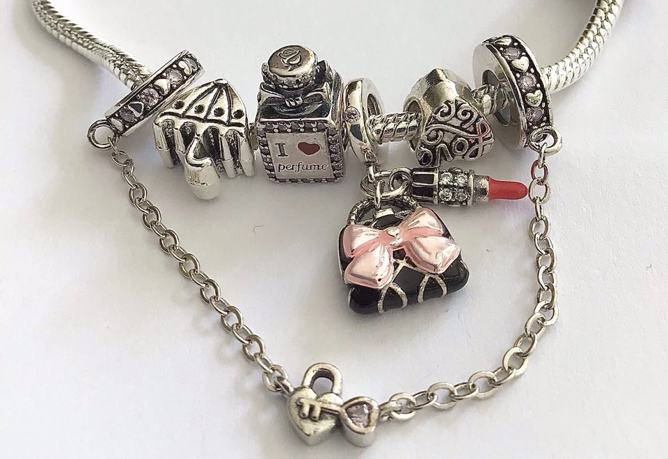 Charm Anhänger I ❤️ Perfume m. Accessoires + Kette Stainless Steel Armband 🎀 - Bild 3 von 4
