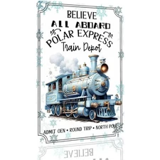 Polar Express "All Aboard"Train Tin Metal Signs Home Décor 8x12 Retro Christmas 