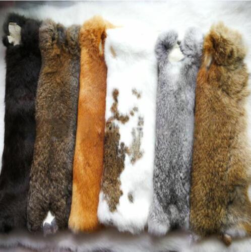 5 pièces peaux en peau de lapin de ferme peaux fourrure cuir doux naturel bronzé artisanat - Photo 1/12