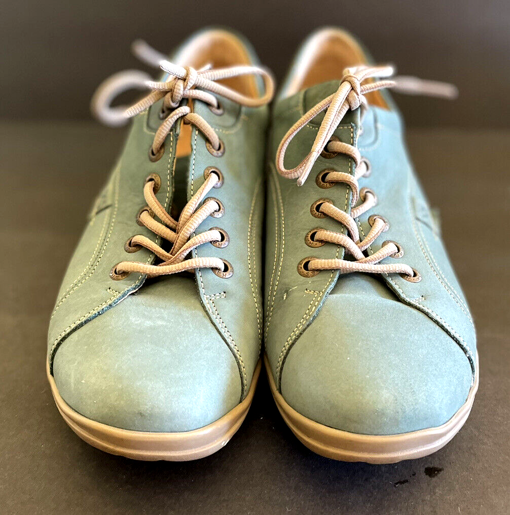 Hartjes XS Lace Ups Comfort Teal Green Nubuck Leather Sz 6.5 M Comfort