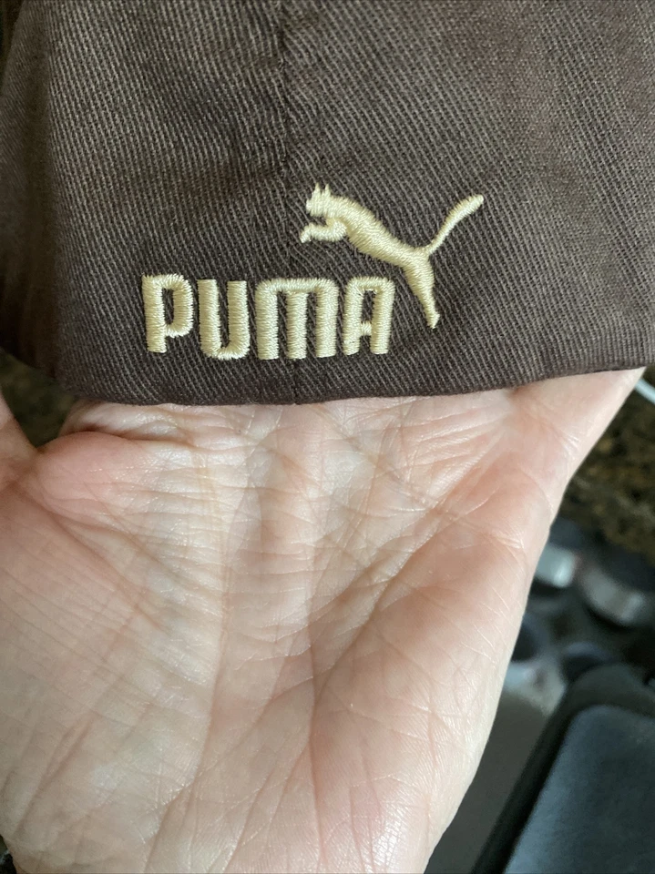 DE COLECCIÓN PUMA BORDADO 3D MARRÓN FLEXFIT GORRA SOMBRERO GORRA O/S Foto 3 de 3