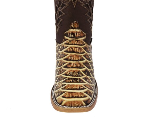 Botas occidentales de arena para hombre de cuero con estampado de serpiente anaconda ropa de vaquero punta cuadrada - Imagen 4 de 5