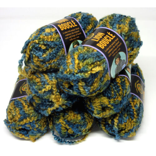 7 Skeins Lion Boucle Yarn HAZELNUT Acrylic Mohair Nylon Blend Same Dye Lot