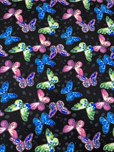 NWT Womens Black Butterfly Print Stretch Scrubstar Scrub Top Shirt Size Medium - Picture 7 of 12