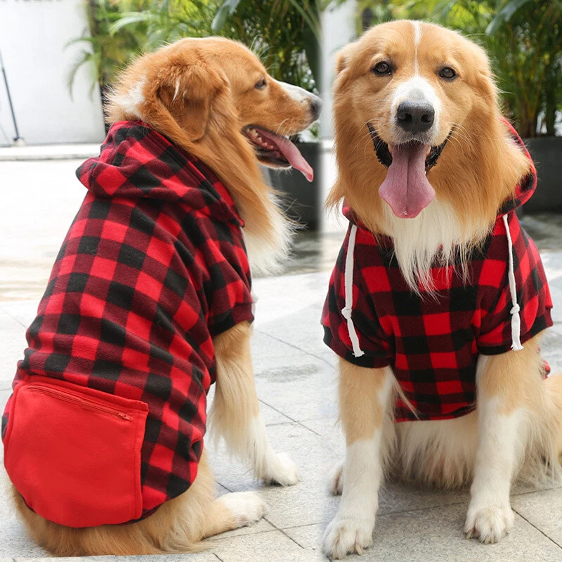 New Dog Coat And Cat Hooded Keep Warm Chequer Sweater Pocket