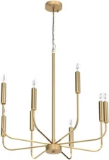 Yedaorl 8-Lights Modern Candlestick Chandelier, Gold