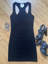 Romeo & Juliet Couture Black Racerback Mini Dress Size Med Bodycon Stretchy EUC