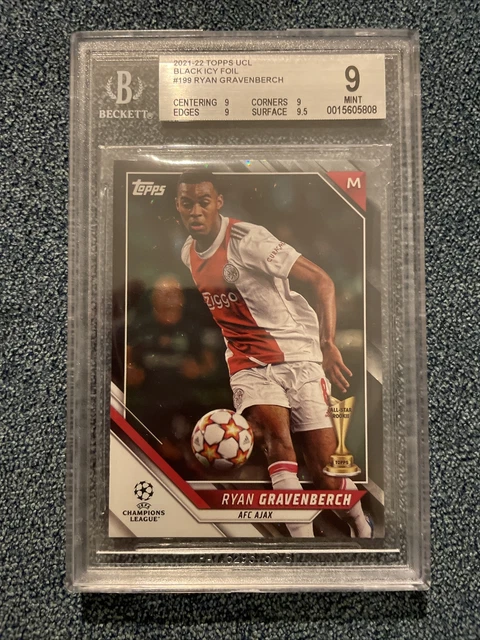 2021-22 Topps UCL Black Foil /10 BGS 9 Ryan Gravenberch UEFA Rookie Cup Rare
