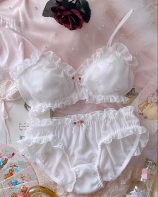 Sweet Lolita Mori Girls Princess Bra Japanese Underwear Panties Bra Brief Set
