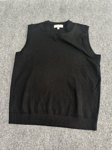 Turnbury Black Sweater Vest Extra Fine Merino Wool Classic Size M V-Neck
