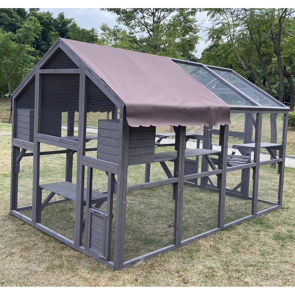 Walk In Wooden Catio Cat Enclosure Cage House 280x188cm