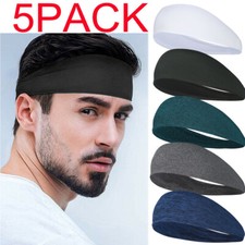 5X Men Women Running Moisture Wicking Stretchy Headband Yoga Workout Hair Bands