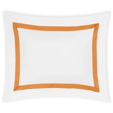  390 MATOUK LOWELL 600TC COTTON PERCALE 2 STANDARD SHAMS WHITE ORANGE TANGERINE