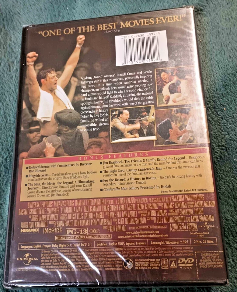 Cinderella Man DVD 2005 WideScreen Edition Russell Crowe, New Sealed Foto 2 de 2