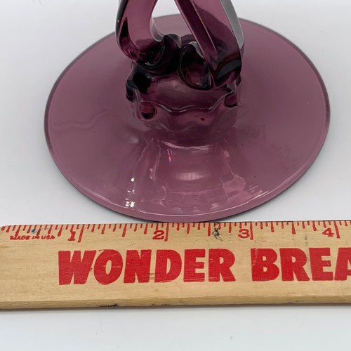 Vintage MCM Viking Glass Amethyst Princess Flowerlite Vase W/frog 7” PRISTINE - Picture 11 of 11