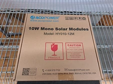 New, ACOPOWER, HY010-12M-10W, 10W, 12V solar panel for 12v battery charging