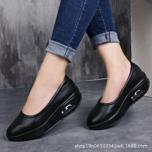 Neu Damen-Slipper Keilabsatz Krankenschwester-Pump Keilabsatz Mary Jane runde Spitze Halbschuhe - Bild 6 von 6