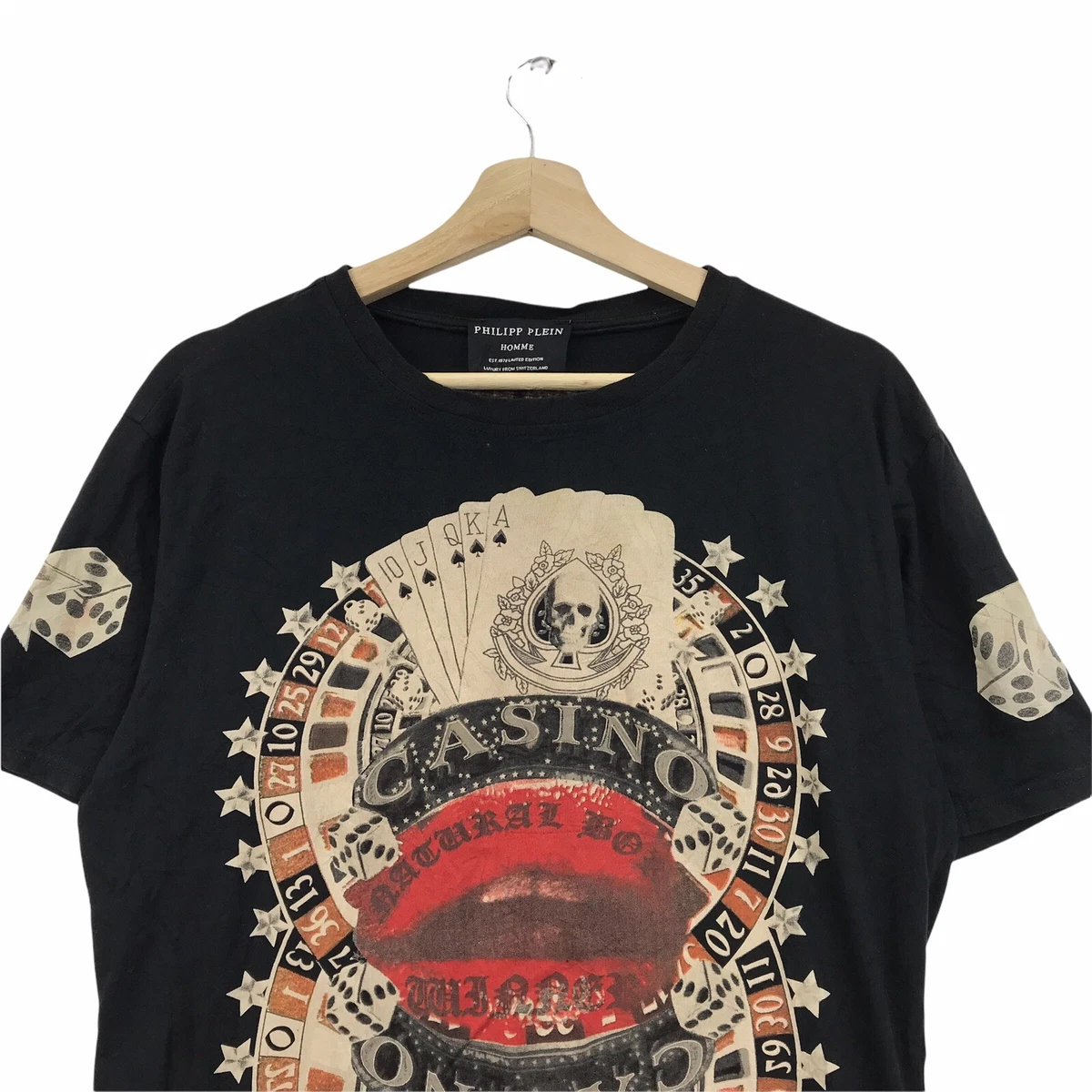 Vtg PHILIPP PLEIN CASINO Jackpot Made In Italy Tee Shirt Big Logo