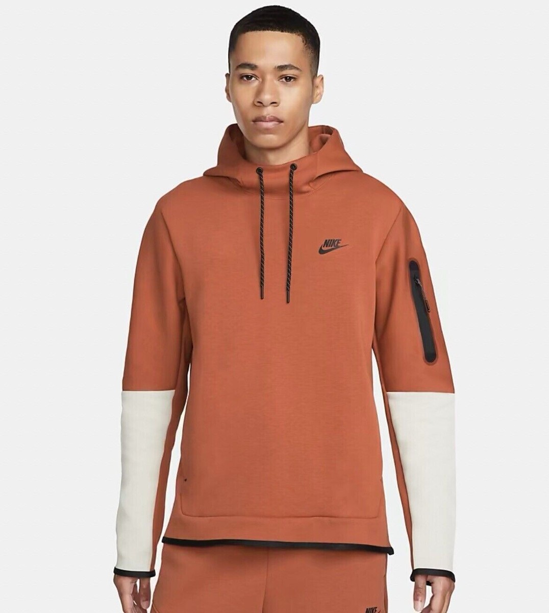 Nike Tech Fleece Pullover Hoodie Burnt Orange White Black DD5174-825 Mens  Sz XXL | eBay