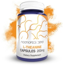 Nootropics Depot L-Theanine Capsules 200mg 90 Count  Promotes Relaxation