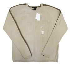 Calvin Klein Jeans Beige Long Sleeve Pull Over Ribbed Sweater, Mens XXL NEW