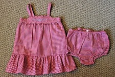 Chaps Sun Dress Eyelet Gingham 3 6 M Ralph Lauren Diaper Cover 2 Pc NWT