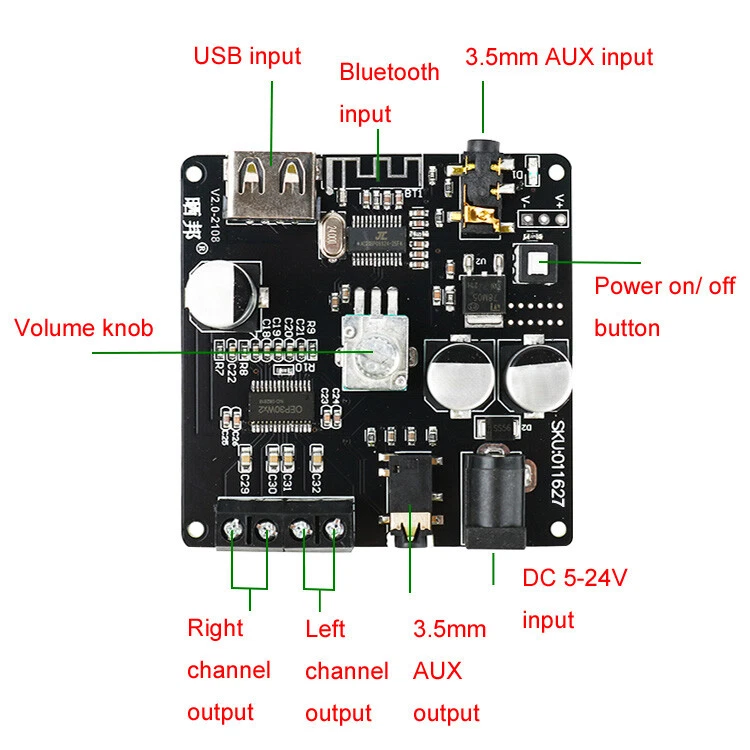 Bluetooth Receiver Power Amplifier Digital USB 3.5mm AUX Audio Board 80W Stereo - Image 2 of 4