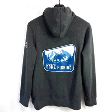 The North Face Sparkling Ice Gone Fishing Hoodie Pullover Mens 2XL Gray Fleece