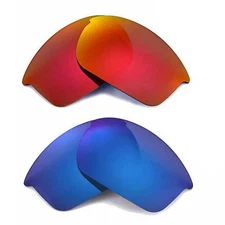 Walleva Two Pairs Polarized Lenses For Oakley Bottle Rocket -Fire Red + Ice Blue