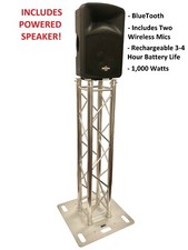 DJ Lighting Aluminum Truss 4.92 ft Totem System 1,000W 12" Powered BT Speaker