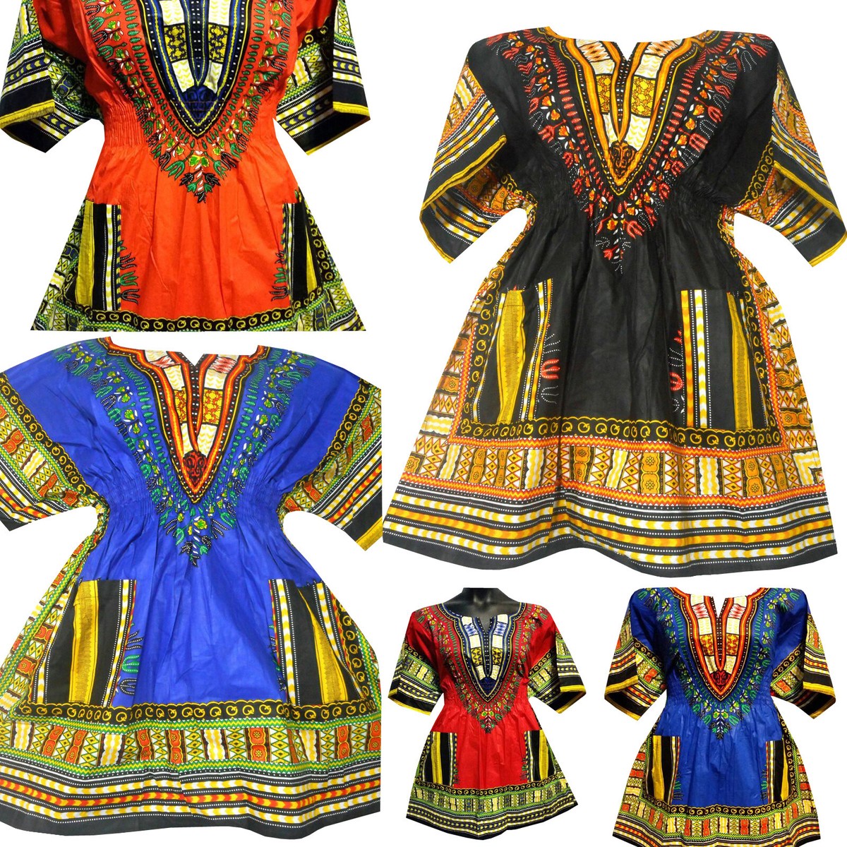 Elastic Waist Dashiki Blouse Women Short Traditional Dress African Top  Shirt 1Sz | eBay, image size:1200x1200