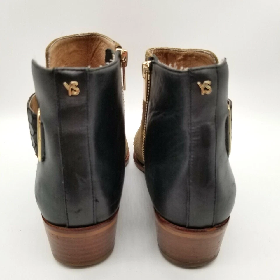 Botines al tobillo Yosi Samra para mujer espalda marrón gamuza cremallera tacón bloque talla 8 Foto 4 de 4