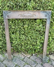 Antique CAST IRON FIREPLACE GRATE Surround Ornate Victorian Furnace c1880