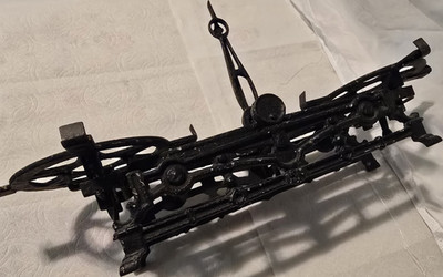 Antique Cast Iron Balance Scale with Dual Wheels and Pointer