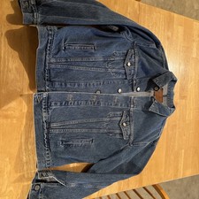 Vintage Calvin Klein Denim Trucker Jacket Medium Blue Flap Inside Pockets