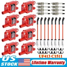 High Performance Ignition Coil + Spark Plug & Wire For Chevy GMC 5.3L 6.2L UF413