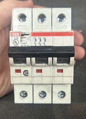 ABB S-203-U-K 3-Pole Unit Circuit Breaker (240V, 15A, 50/60Hz, 10kA IR, 10mm)