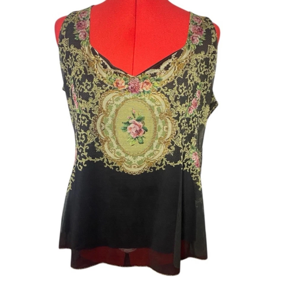 Top Michal Negrin mezcla seda adornado a mano con cristales de Swarovski, talla XXL Foto 2 de 4