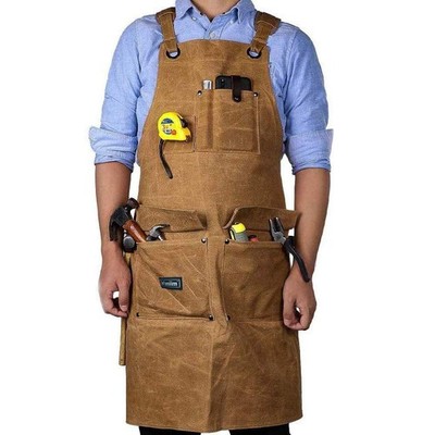 Waxed Canvas Shop Apron for Men & Women.Woodworking Aprons Heavy Duty Work Apron